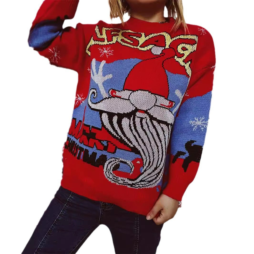 Damen Weihnachts-Pullover mit festlichem Rentier-Motiv und kreativen Designs Drune