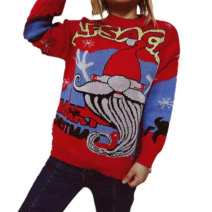 Damen Weihnachts-Pullover mit festlichem Rentier-Motiv und kreativen Designs Drune