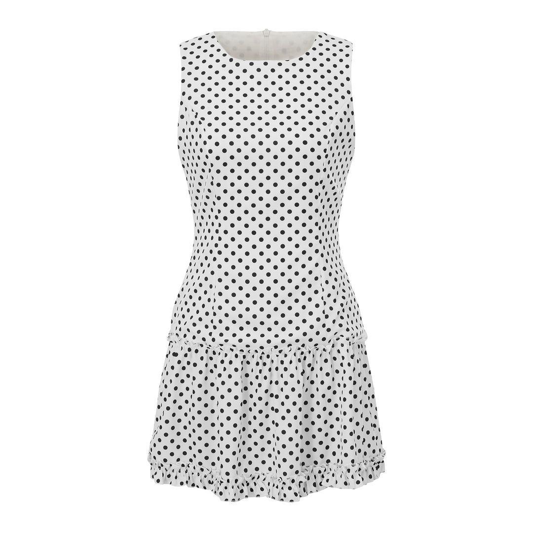 Damen Freizeitkleid mit Punkten und Rüschendetail Drune