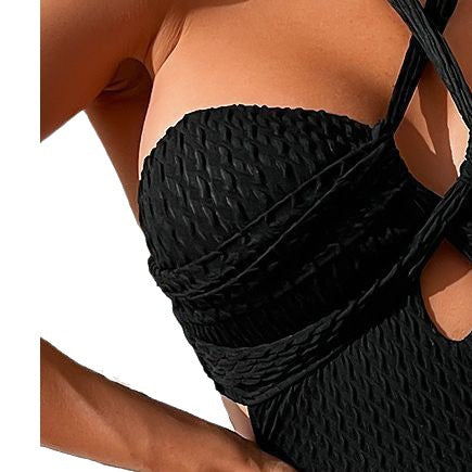 Damen Eleganter Schnitt Badeanzug mit raffinierten Rüschendetails Drune