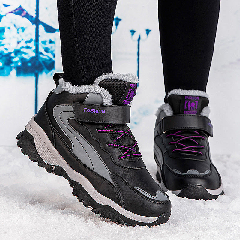 Damen Warm gefütterte Winterstiefel mit rutschfester Sohle und verstellbarem Klettverschluss Drune