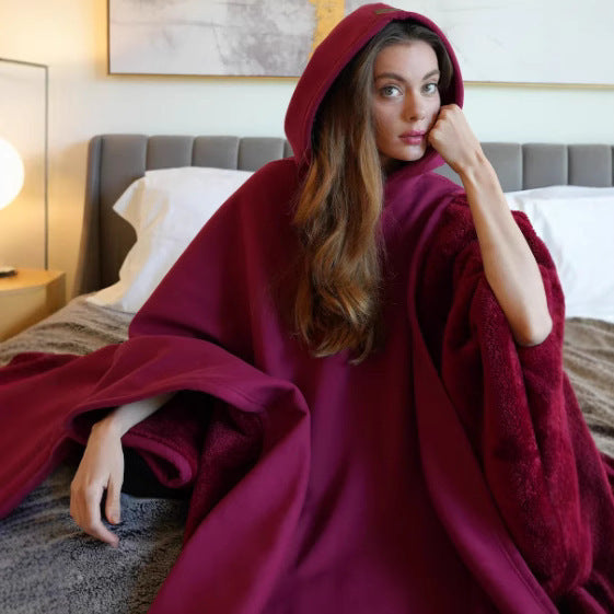 Unisex nan Kapuzen-Poncho Kuscheldecke mit weichem Futter und großzügigem Oversize-Schnitt Drune