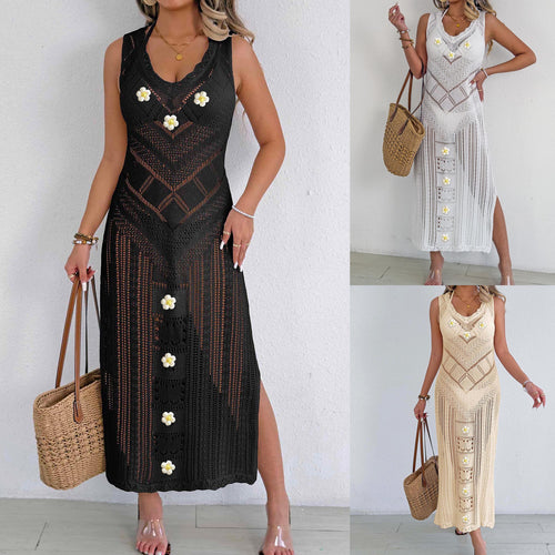 Damen Häkel-Kleid mit floralem Design Drune