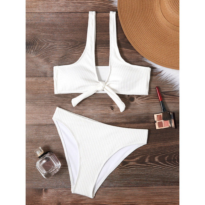 Damen Triangel-Bikini mit modischem Knotendetail und hochwertiger Textur Drune