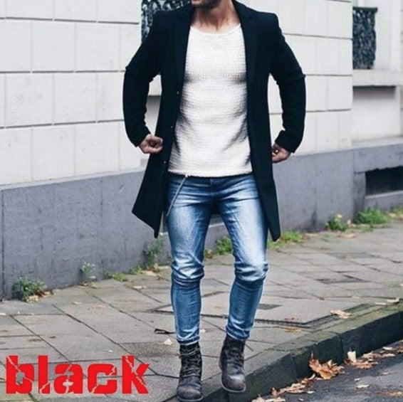 Herren eleganter und lässiger Langmantel aus hochwertigem Material Drune