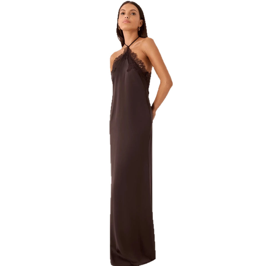 Damen Elegantes Maxikleid mit raffiniertem Spitzen-Bustier und fließendem Stoff Drune