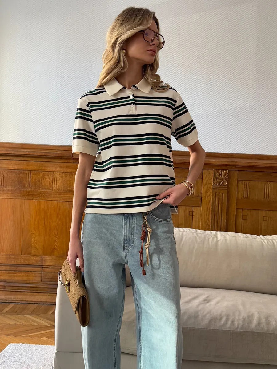Damen Poloshirt mit modernen Streifenmuster Drune