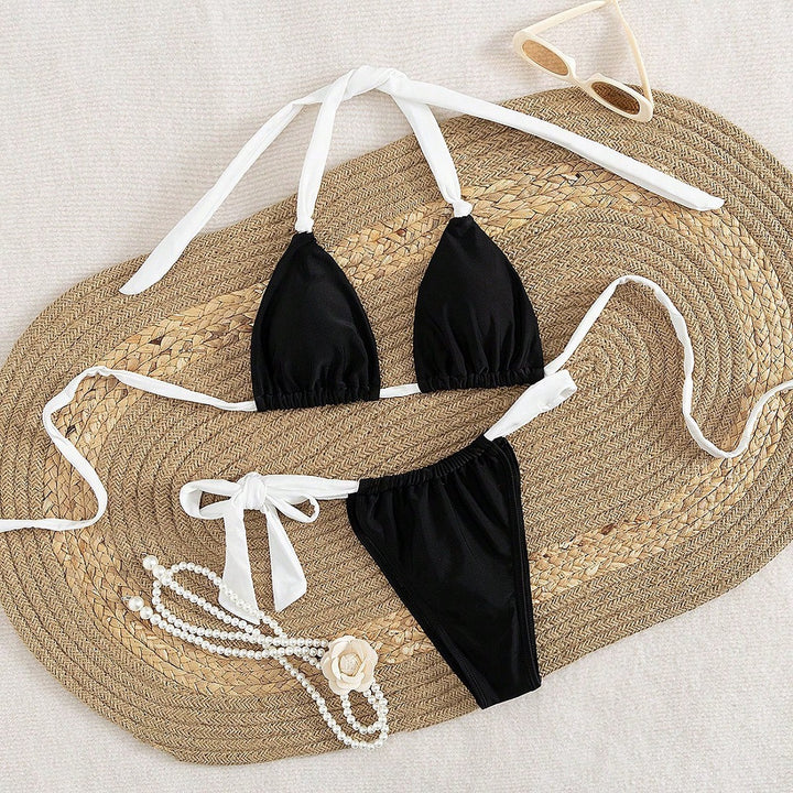 Damen Triangel-Bikini mit verstellbaren Trägern und femininem Bindedetail Drune