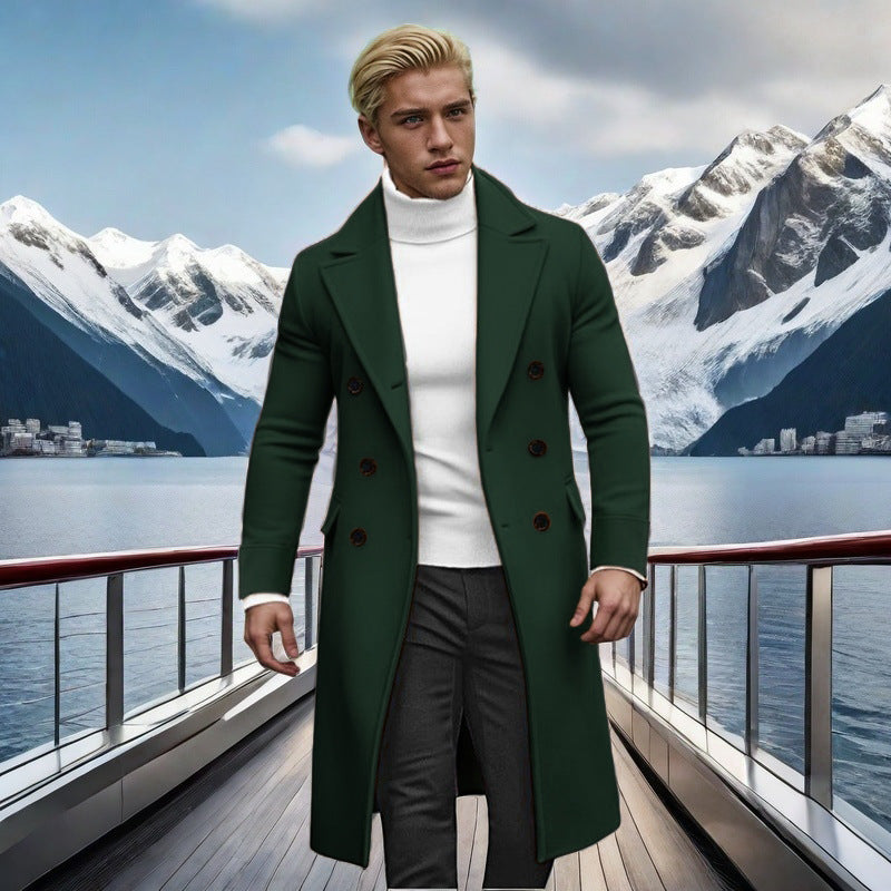 Herren eleganter doppelt-knopf Mantel mit hohem Kragen Drune