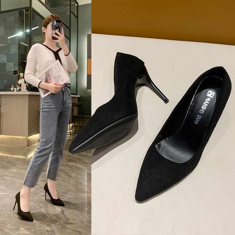 Damen nan spitze Veloursleder-Optik Pumps mit gepolstertem Fußbett und schlankem Stilettoabsatz Drune