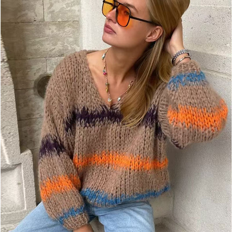 Damen Modischer Knitted Sweater mit Farbverlauf Drune