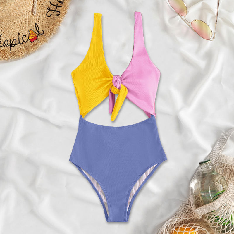 Damen Hochtaillierter Bikini mit verstellbaren Trägern und Knotendetail Drune