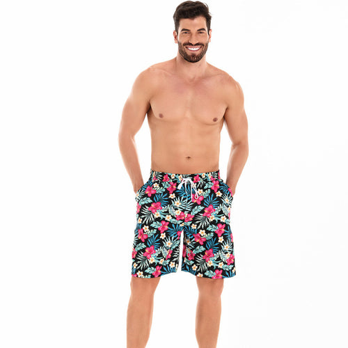 Herren Badeshorts mit floralem Muster und elastischem Bund Drune