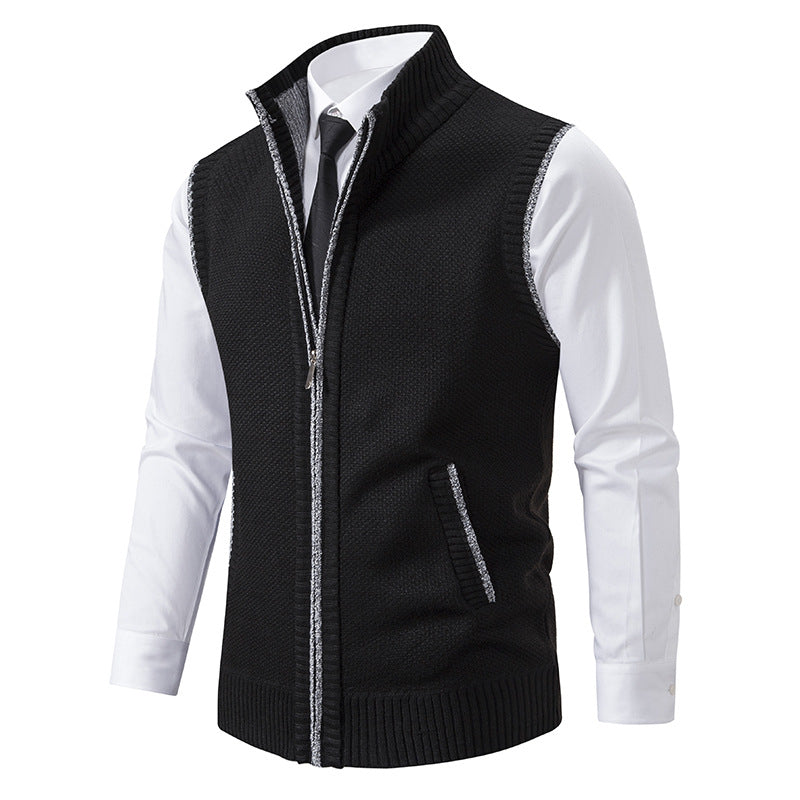 Herren nan elegante Strickweste mit Stehkragen und verdecktem Reißverschluss Drune