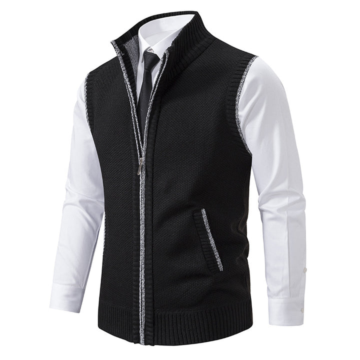 Herren nan elegante Strickweste mit Stehkragen und verdecktem Reißverschluss Drune