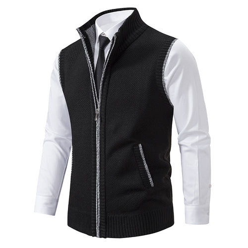 Herren nan elegante Strickweste mit Stehkragen und verdecktem Reißverschluss Drune