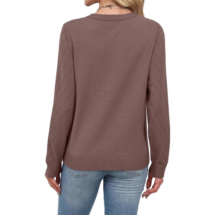 Damen modischer Strickpullover mit V-Ausschnitt und dezentem Rautenmuster Drune