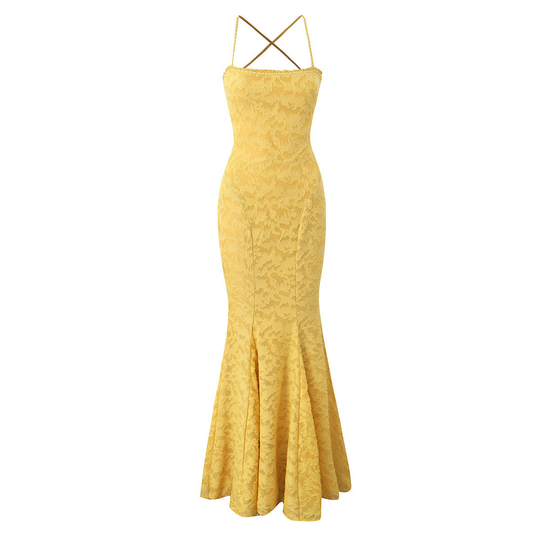 Damen elegantes Abendkleid mit floralem Spitzenmuster Drune