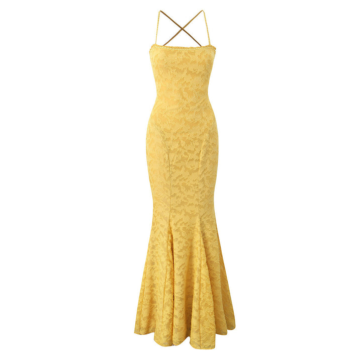Damen elegantes Abendkleid mit floralem Spitzenmuster Drune