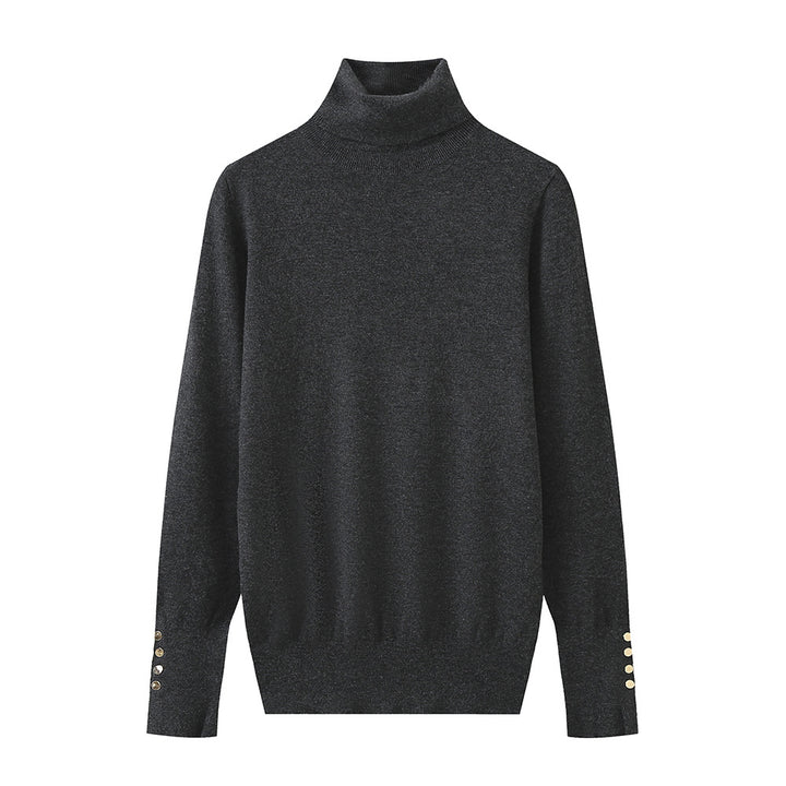 Damen Rollkragenpullover mit eleganten Knopfdetails Drune