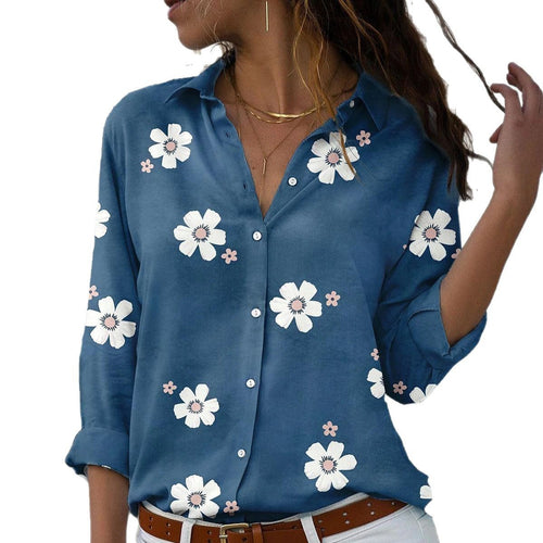 Damen Baumwollbluse mit floralem Muster Drune