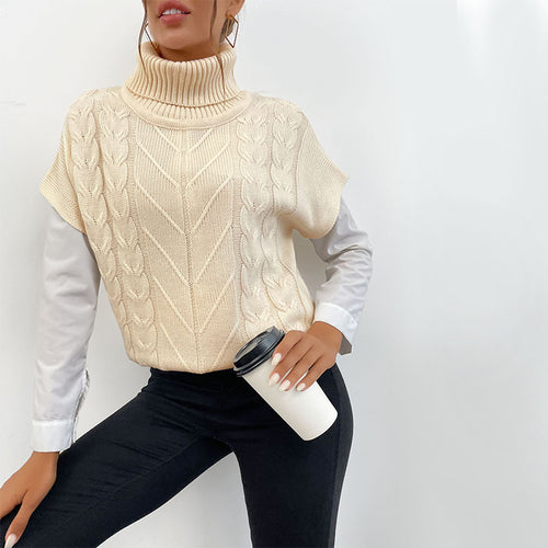 Damen Strickpullover mit Stehkragen Drune