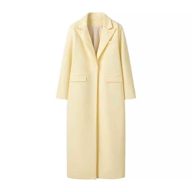Damen Eleganter Oversized-Blazer-Mantel mit tiefem Revers und praktischen Taschen Drune