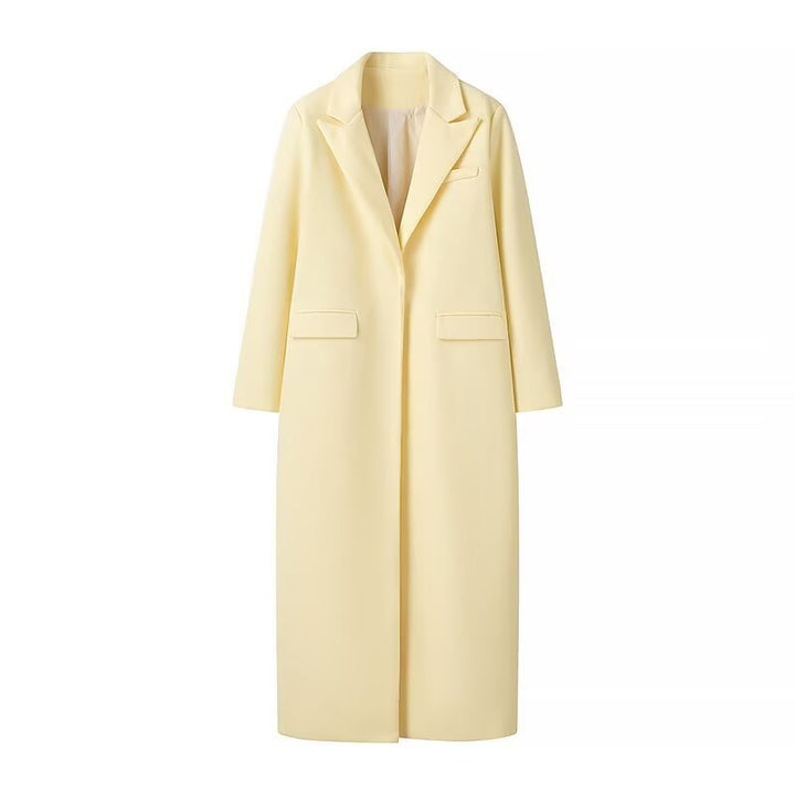 Damen Eleganter Oversized-Blazer-Mantel mit tiefem Revers und praktischen Taschen Drune