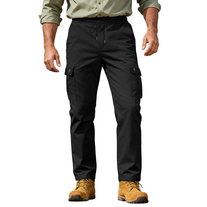 Herren nan robuste Outdoor-Cargohose mit elastischem Tunnelzugbund und aufgesetzten Klappentaschen Drune