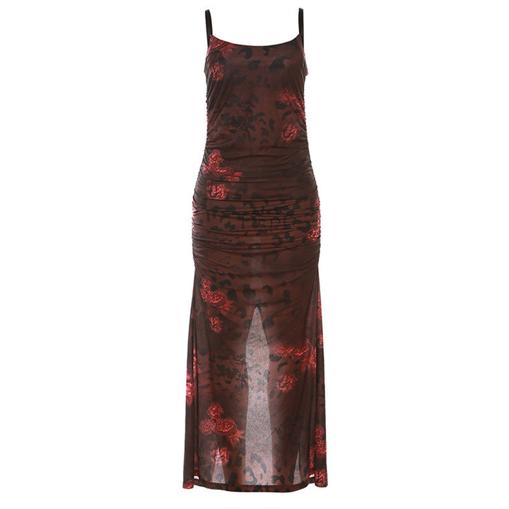 Damen figurbetontes Maxi-Kleid mit Blumenmuster Drune