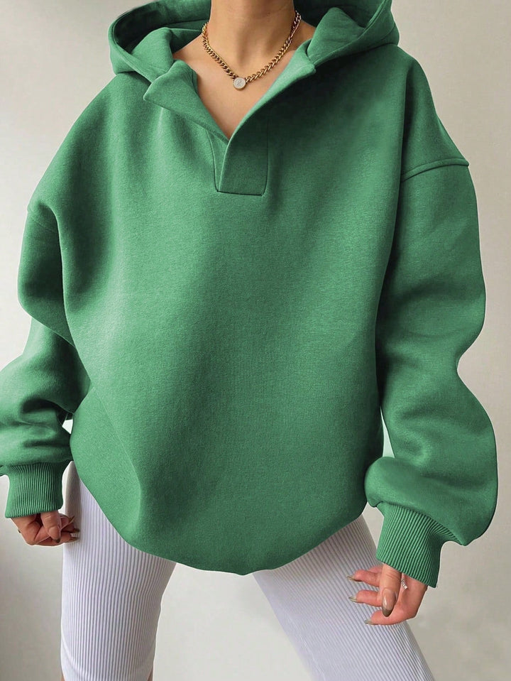Damen Oversized Hoodie mit kurzem Kragen und praktischen Seitentaschen Drune