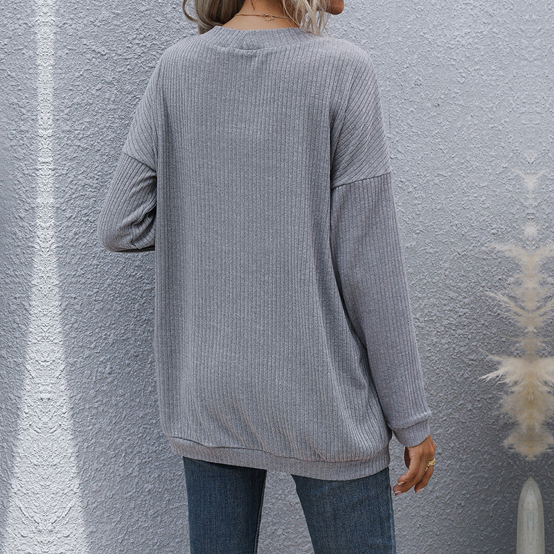 Damen lässige Strickjacke mit Taschen und offenem Schnitt Drune