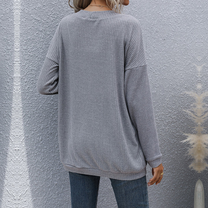 Damen lässige Strickjacke mit Taschen und offenem Schnitt Drune