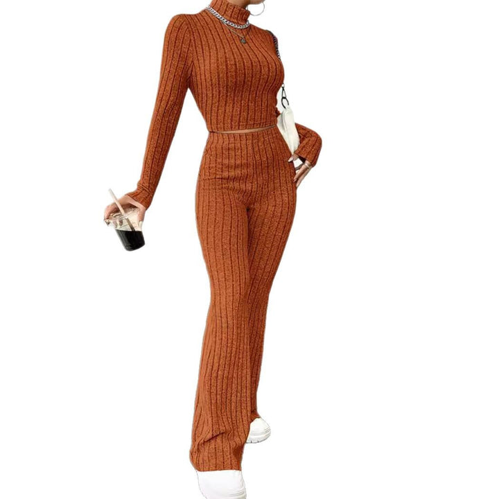 Damen sportliches Rippstrick-Loungewear-Set Drune