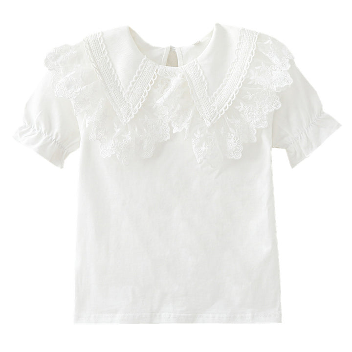 Mädchen Bluse mit Spitzenkragen und Rüschendetails Drune