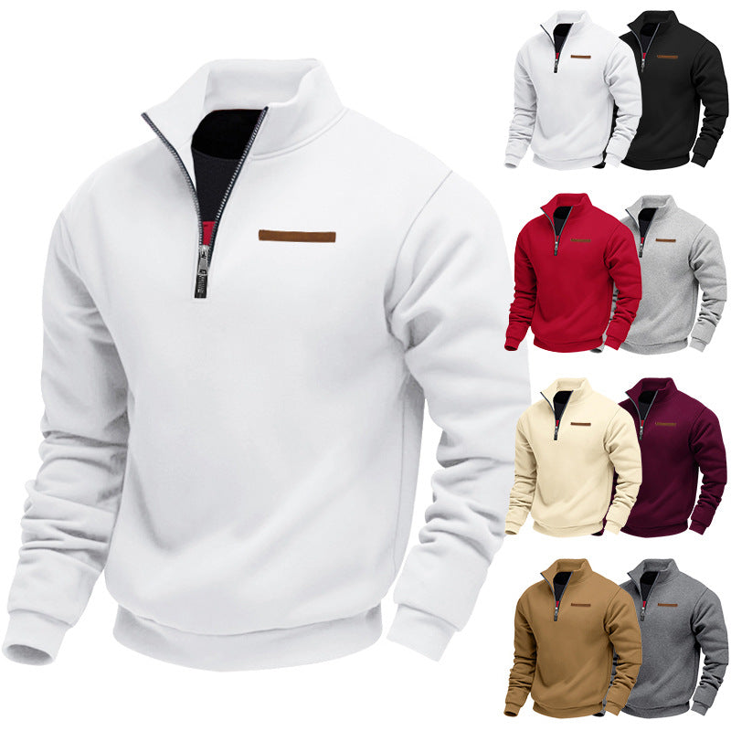 Herren modischer Kapuzenpullover mit halbem Reißverschluss und hochwertigen Details Drune
