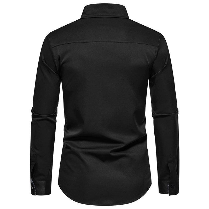 Herren Stilvolles Langarmhemd mit gestreiftem Detail Drune