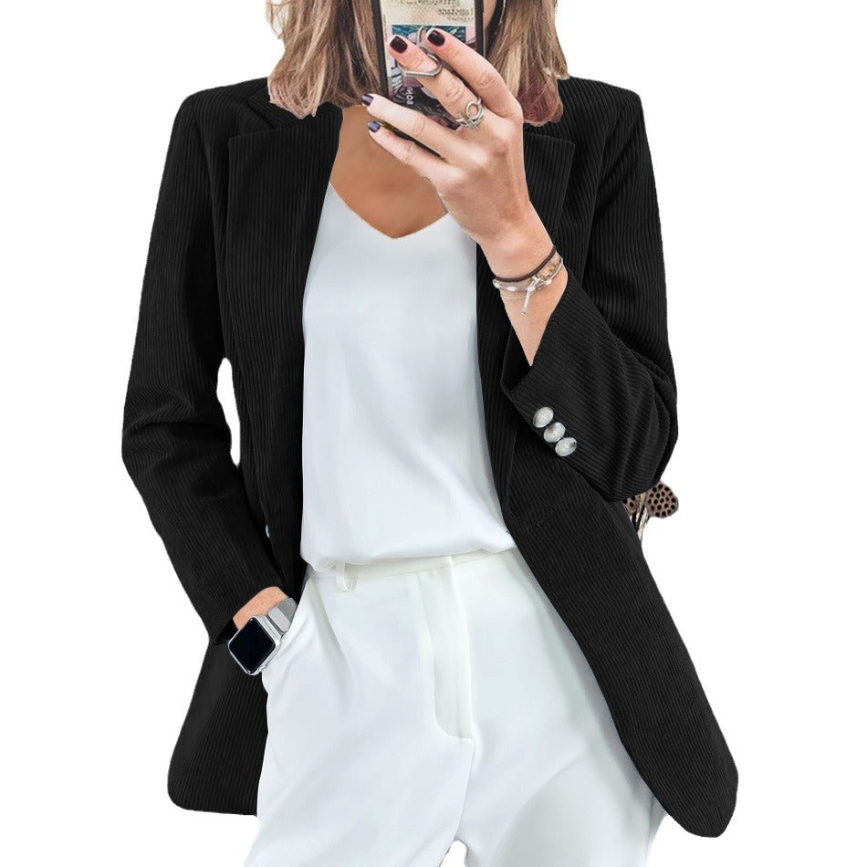 Damen Eleganter Strukturierter Blazer mit Details an den Ärmeln Drune