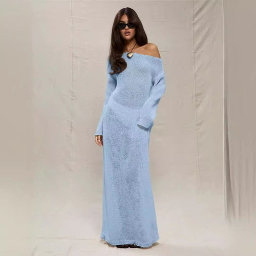 Damen Maxikleid aus luftiger Häkelstruktur mit Off-Shoulder Design Drune