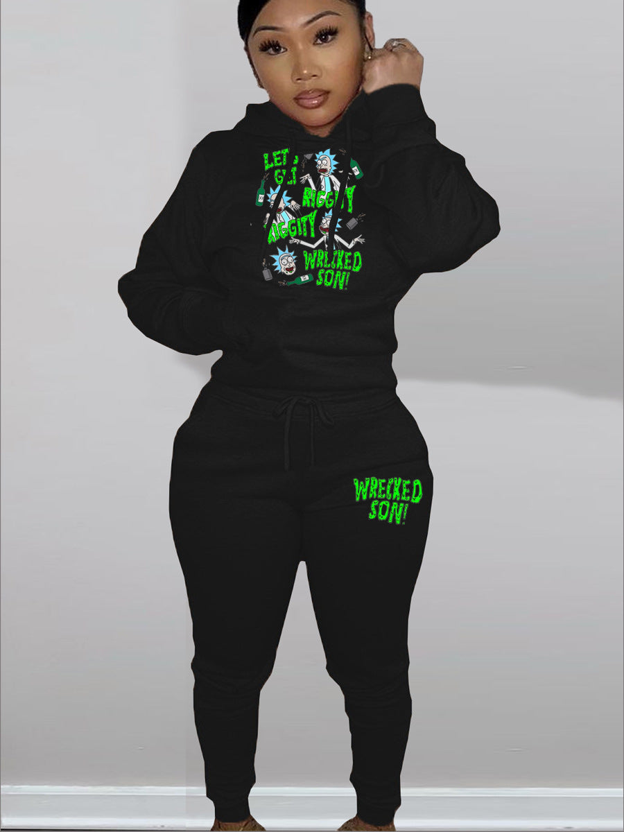 Herren Hoodie und Jogginghose Set mit humorvollem Grafikdruck Drune