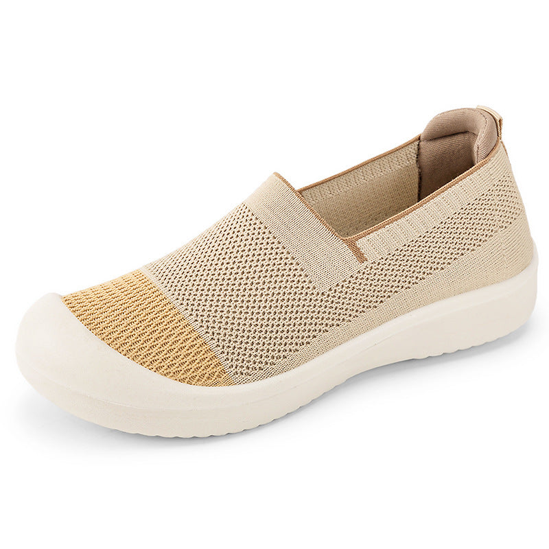 Damen nan leichter gestrickter Slip-On Sneaker mit verstärkter Zehenkappe und stoßdämpfender EVA-Plateausohle Drune