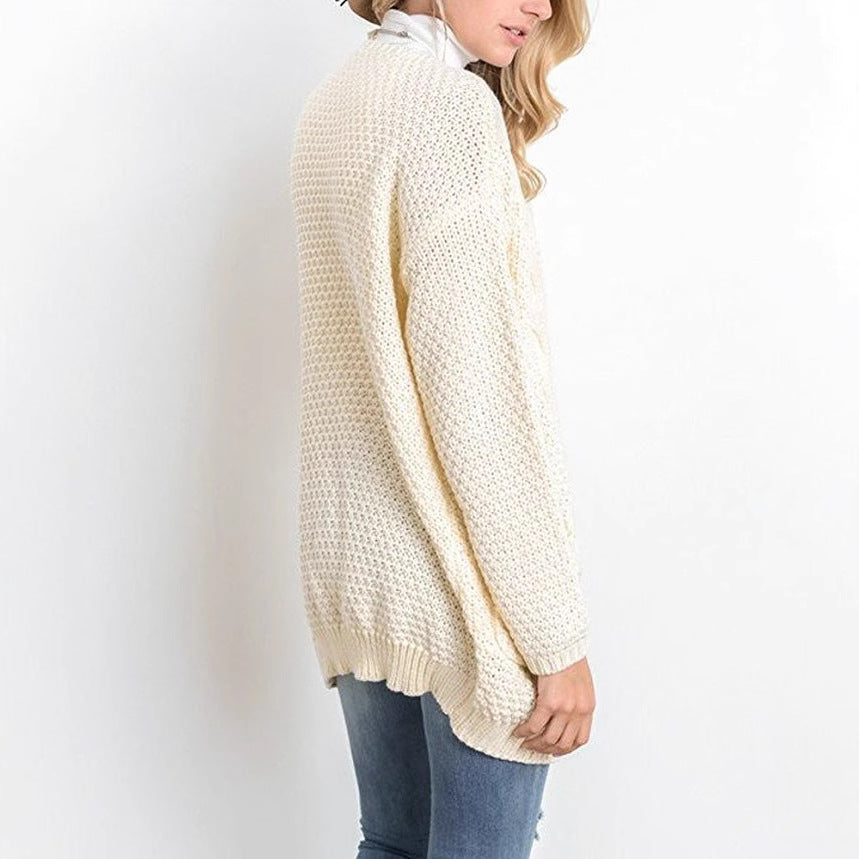 Damen Grober Strickcardigan mit offener Front und praktischen Taschen Drune