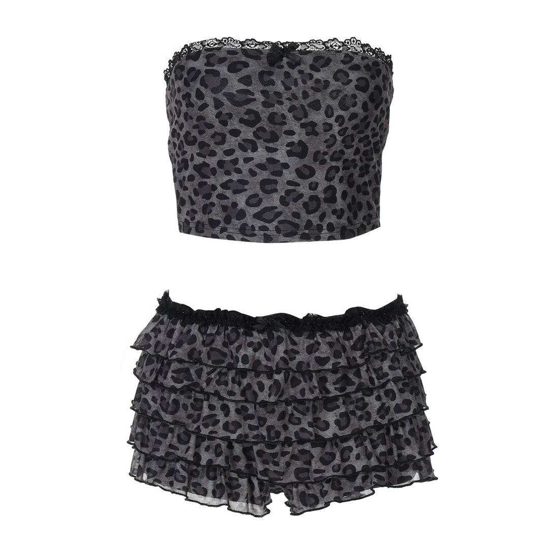 Damen Set aus luftiger Crop-Top und fransigen Shorts Drune