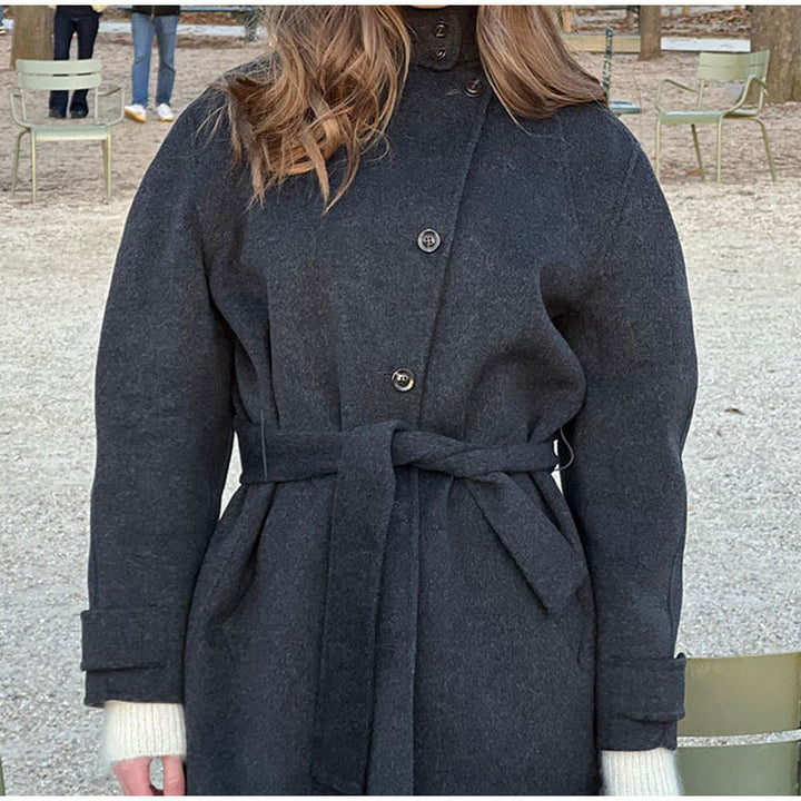 Damen bequeme Trenchcoatjacke mit Gürtel und voluminösen Ärmeln Drune
