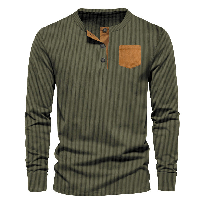 Herren Langarmshirt mit Rippstruktur und bequemem Stehkragen Drune