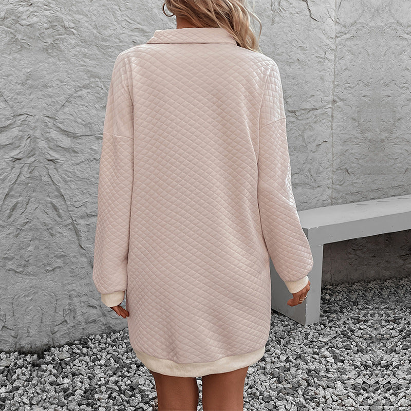 Damen Pulloverkleid mit Stehkragen und wärmendem Waffelmuster Drune