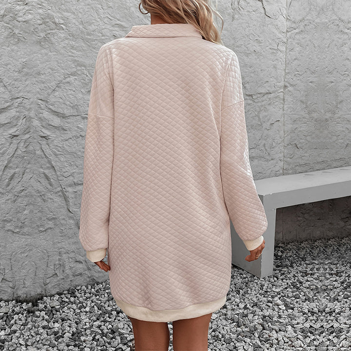 Damen Pulloverkleid mit Stehkragen und wärmendem Waffelmuster Drune