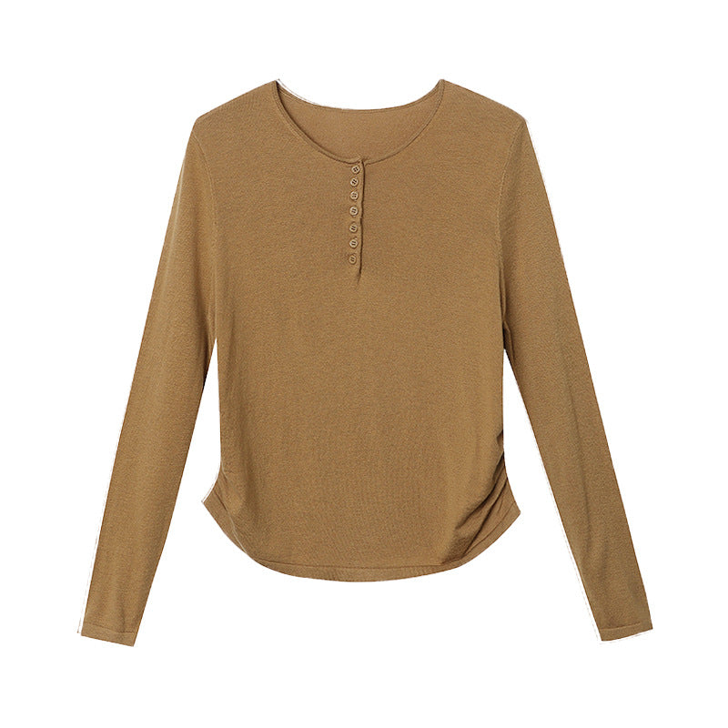 Damen Langarm-Henley-Pullover aus weichem Strick Drune