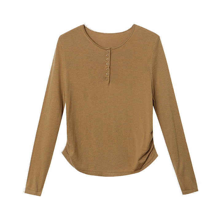Damen Langarm-Henley-Oberteil Drune