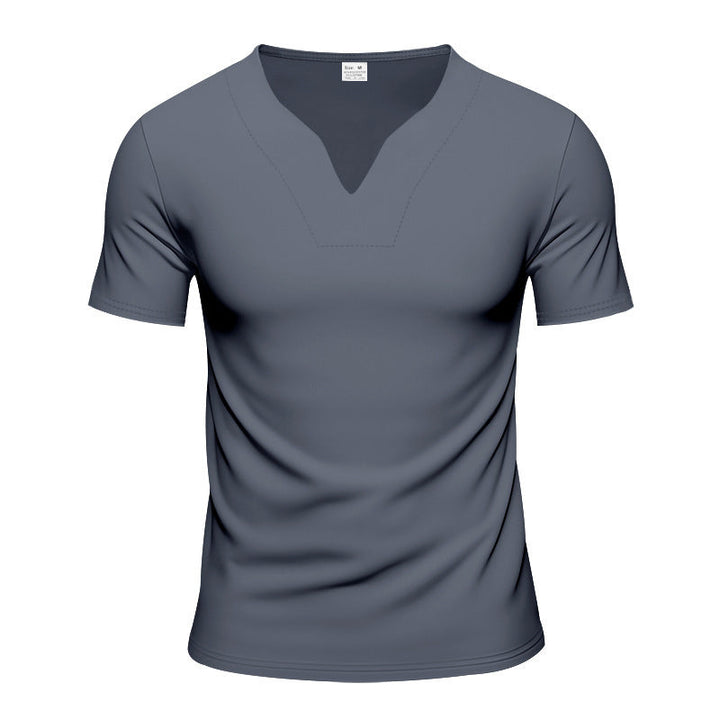 Herren kurzärmliges T-Shirt mit V-Ausschnitt und atmungsaktivem Stoff Drune